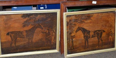 Lot 505 - A pair of over-painted prints of race horses with jockeys