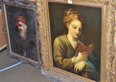 Lot 508 - A 19th century portrait of a lady reading a book, together with a 19th century portrait of an...