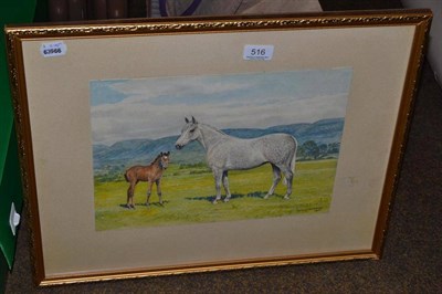 Lot 516 - DM & EM Alderson, framed watercolour study of a grey mare and foal, signed and dated 1970