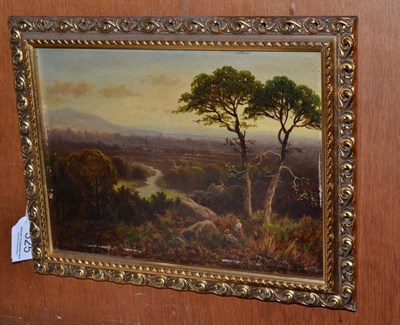 Lot 525 - Small oil on board, titled 'In the heart of Yorkshire on the Ouse, Yorks', bearing indistinct...