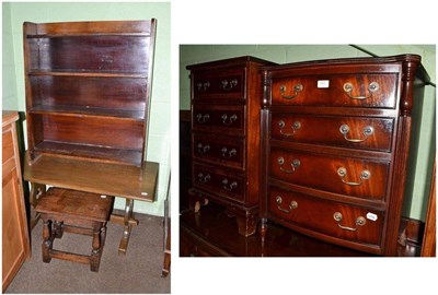 Lot 541 - Two reproduction mahogany chests of drawers, an open bookcase, an oak coffee table and a joint...