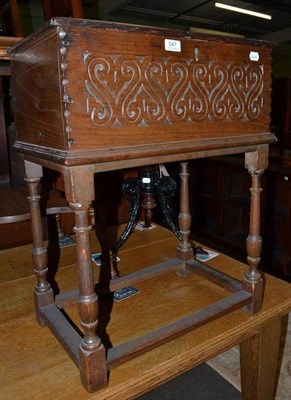 Lot 547 - Oak bible box on later stand