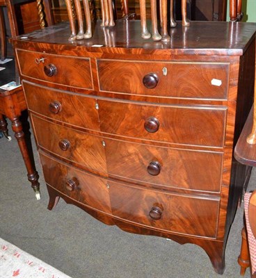 Lot 553 - An early Victorian mahogany bow-front four height chest