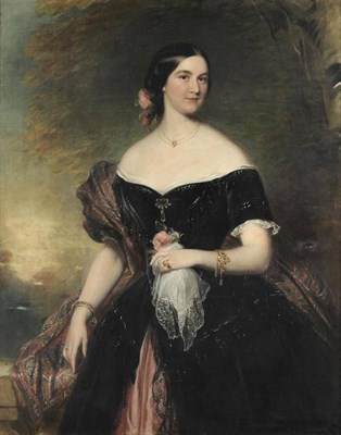 Lot 776 - James Godsell Middleton (fl.1826-1872) Portrait of a lady, three-quarter length, wearing a...