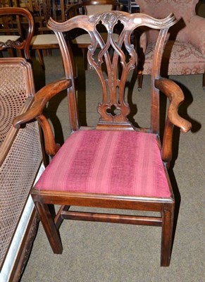 Lot 608 - An 18th century walnut Chippendale style carver chair with carved and pierced splat