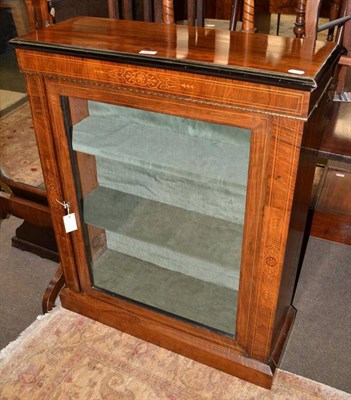 Lot 642 - A Victorian inlaid walnut bookcase with glazed cabinet and boxwood strung decoration