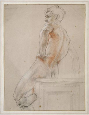 Lot 787 - Attributed to Alfred Stephens (1865-1933) Study of a male nude, his hand on his left hip...