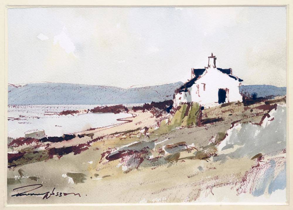 Lot 789 - Edward Wesson (1910-1983)  "Blackwater Foot, Isle of Arran " Signed, watercolour and felt tip, 22cm