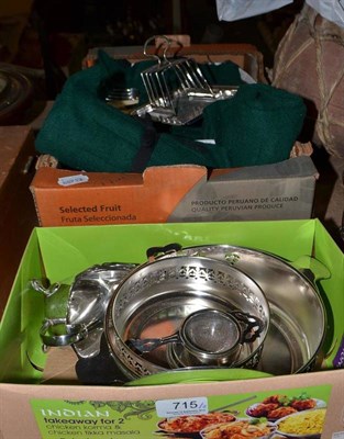 Lot 715 - Assorted items of plate including Old English pattern cutlery in two boxes