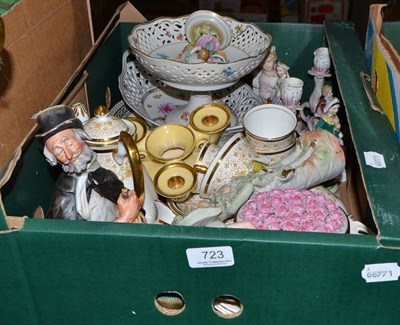 Lot 723 - Collection of china, including creamware dessert plates, bisque figures, Schumann china comport and