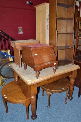 Lot 764 - Two Victorian bedroom chairs, extending dining table, Victorian commode, small bookcase, two...