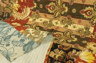 Lot 2014 - Art Nouveau Cotton Patchwork Bed Cover,...