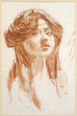 Lot 795 - Circle of Augustus John RA, PRP, RCamA, NEAC, LG (1878-1961)  Portrait of a young girl, head of...