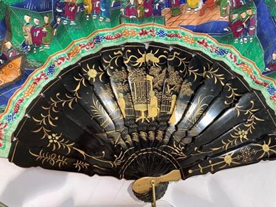 Lot 2199 - Late 19th Century Chinese Lacquered Fan in a...