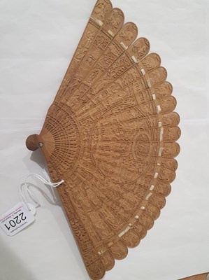 Lot 2201 - Chinese Carved Sandalwood Brise Fan, with 21...