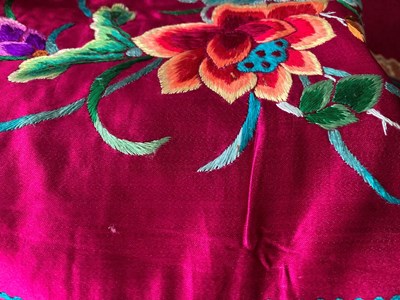 Lot 2208 - 20th Century Chinese Pink Silk Embroidered...