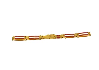 Lot 2226 - Gucci Red and Cream Enamel Striped Belt, on...