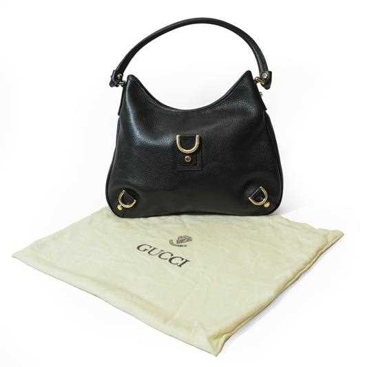 Lot 2242 - Gucci Black Leather Shoulder Bag, with gilt...
