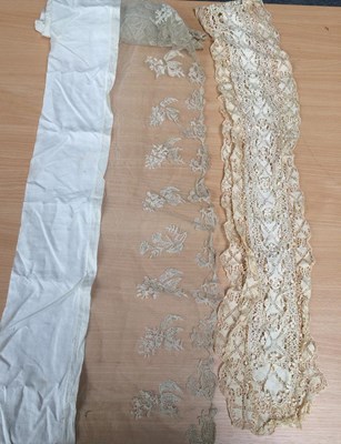 Lot 2032 - Assorted Lace and Lace Mounted Costume...