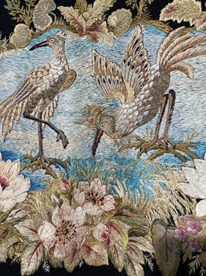 Lot 2055 - Late 19th Century Wall Panel, embroidered with...