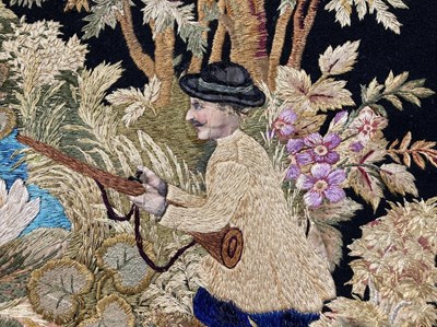 Lot 2055 - Late 19th Century Wall Panel, embroidered with...