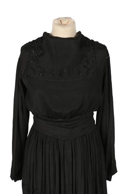 Lot 2066 - Edwardian Black Silk Dress, with long sleeves,...