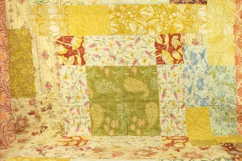 Lot 2006 - Art Nouveau Cotton Patchwork Bed Cover,...