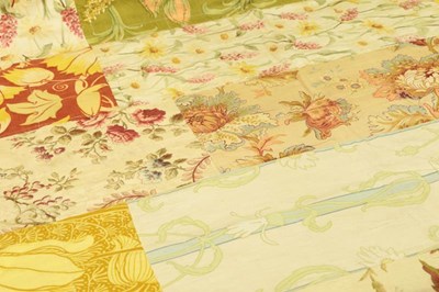 Lot 2006 - Art Nouveau Cotton Patchwork Bed Cover,...