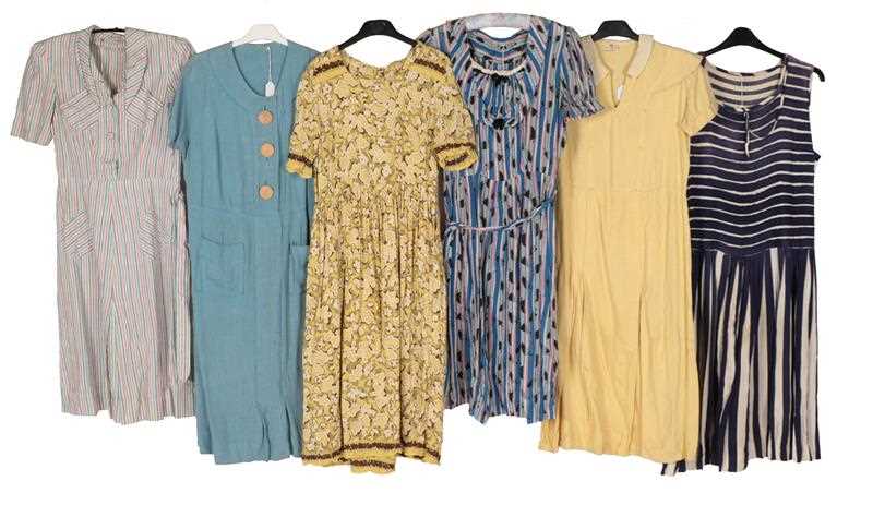 Lot 2074 - Circa 1920-30s Day Dresses, comprising pink,...