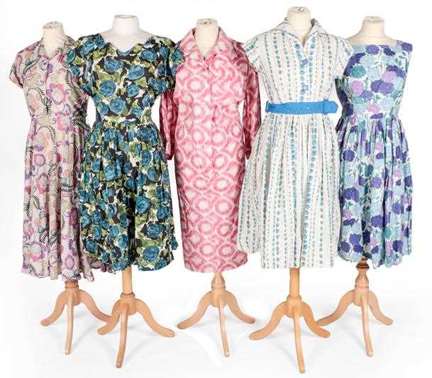 Lot 2092 - Circa 1950s Cotton Printed Day Dresses,...