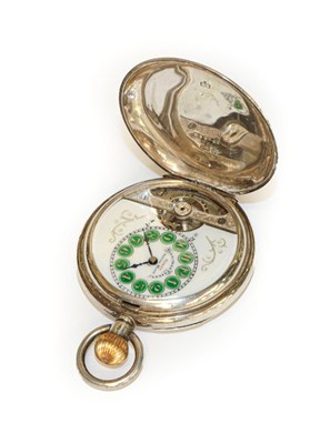 Lot 136 - A silver full hunter pocket watch, eight day...