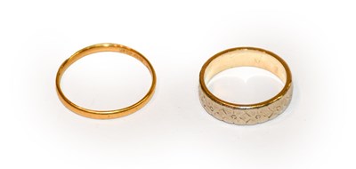 Lot 149 - A 9 carat gold band ring, finger size P; and a...