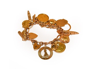 Lot 168 - A charm bracelet, each link stamped '9' and...