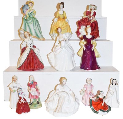 Lot 173 - Two trays of Royal Doulton figures, to include:...