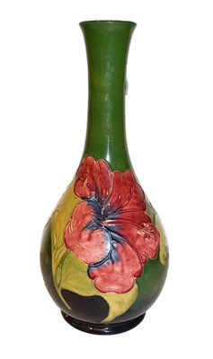 Lot 177 - A Moorcroft Hibiscus pattern vase with painted...