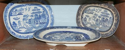 Lot 212 - A large 19th century Staffordshire blue and...