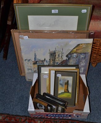 Lot 799 - A quantity of watercolours and prints including Castle Bolton (14)