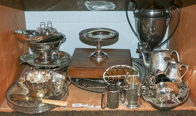 Lot 232 - A quantity of silver plate, including: an oak...