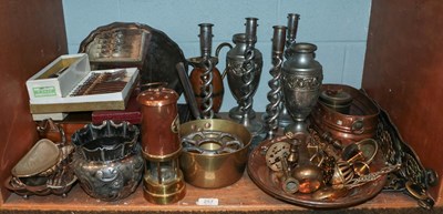 Lot 257 - Assorted brass, copper and silver plated items...