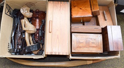 Lot 266 - A quantity of wooden boxes, including: Indian...
