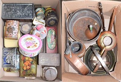 Lot 268 - A box of assorted vintage tins, including:...