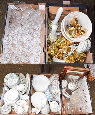 Lot 282 - Five boxes of mixed ceramics and glass,...