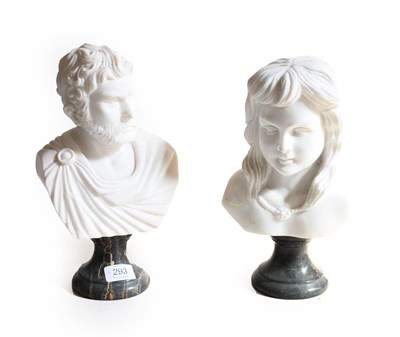 Lot 293 - Two modern reconstituted marble busts, one of...