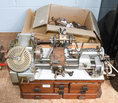 Lot 301 - A watch lathe with collets