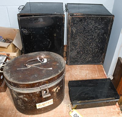 Lot 302 - Three strong boxes, together with a tin...