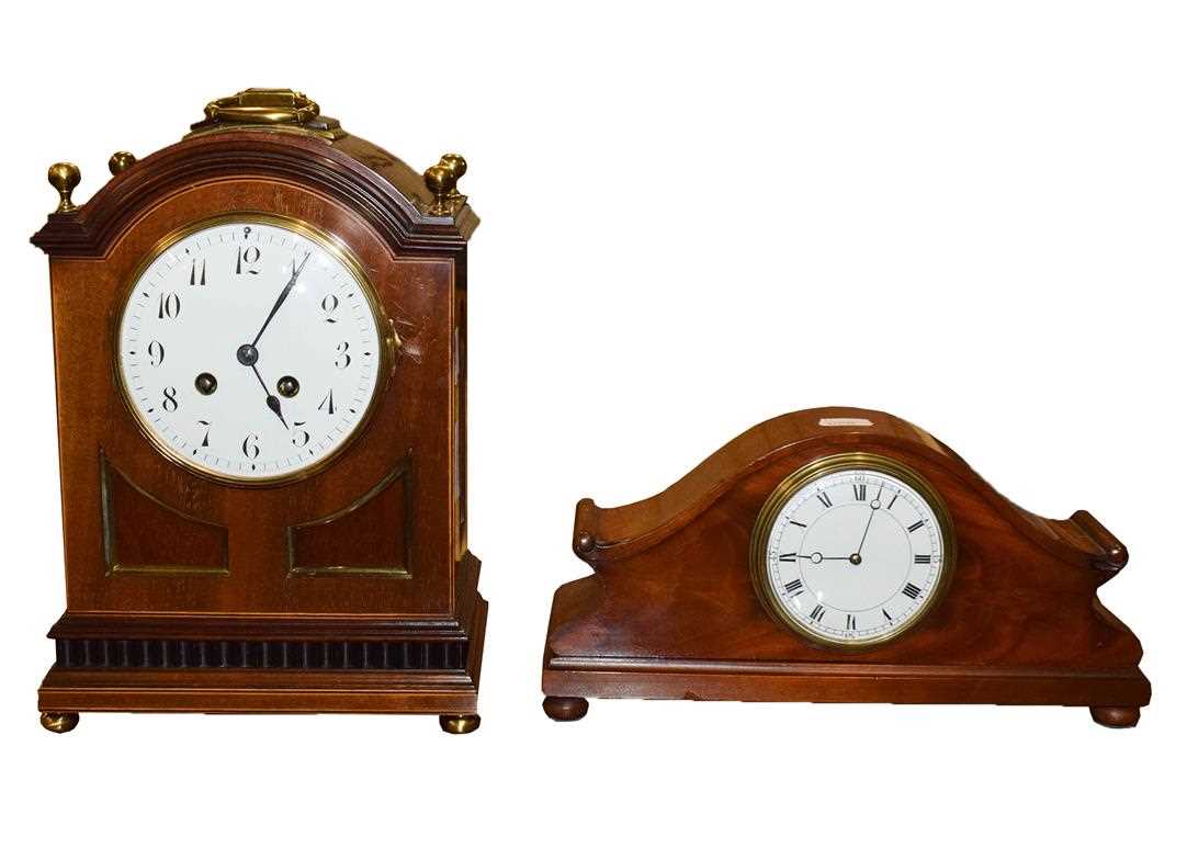 Lot 333 - A mahogany eight day table clock, early 20th...