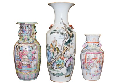 Lot 344 - Three Chinese vases to include, a yellow...