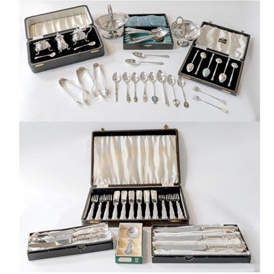 Lot 354 - A collection of assorted silver, including: a...