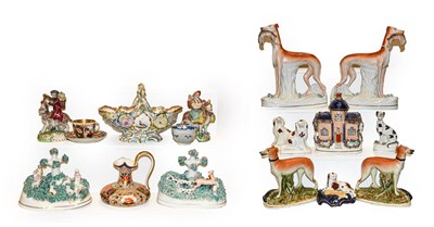 Lot 36 - Two trays of Staffordshire and other English...