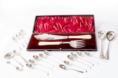 Lot 367 - A collection of assorted silver flatware,...